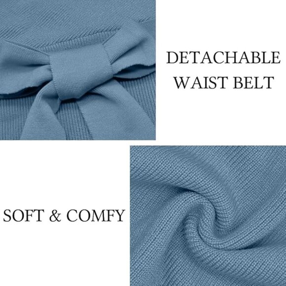 Women's Sexy Cocktail Batwing Long Sleeve Backless Mock Wrap Knit Sweater Dress - Picture 6 of 8